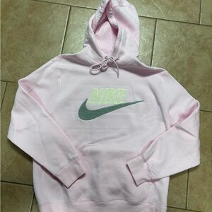 Nike Pink Hoodie with Green Logo